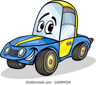 Cartoon Vector Illustration of Funny Racing Car Vehicle Comic Mascot Character
