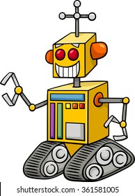 Cartoon Vector Illustration of Funny Robot Fantasy Character