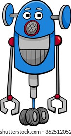 Cartoon Vector Illustration of Funny Robot or Droid Fantasy Character