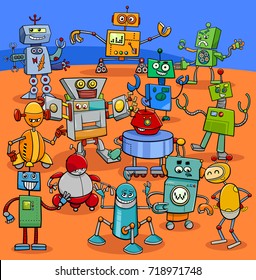 Cartoon Vector Illustration of Funny Robots Fantasy Characters Big Pack