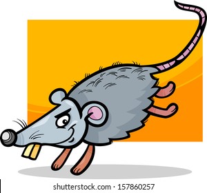 Cartoon Vector Illustration of Funny Running Mouse or Rat Rodent