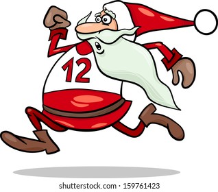 Cartoon Vector Illustration of Funny Running Santa Claus Character