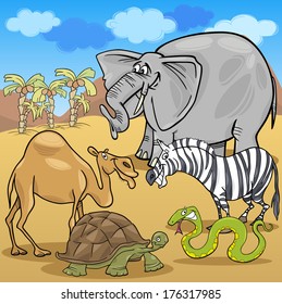 Cartoon Vector Illustration of Funny Safari Wild African Animals Group