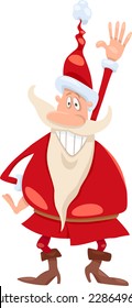 Cartoon Vector Illustration of Funny Santa Claus or Papa Noel