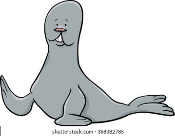 Cartoon Vector Illustration of Funny Seal Animal Character