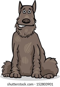 Cartoon Vector Illustration of Funny Shaggy Purebred Schnauzer Dog