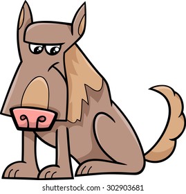 Cartoon Vector Illustration of Funny Sheep Dog
