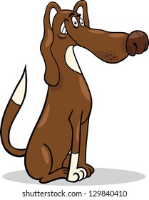 Cartoon Vector Illustration of Funny Sitting Spotted Dog