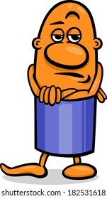 Cartoon Vector Illustration of Funny Skeptical Guy Character