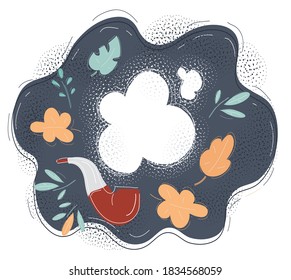 Cartoon vector illustration of Funny smoking pipe on dark background.
