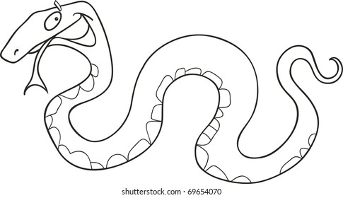 cartoon vector illustration of funny snake for coloring book