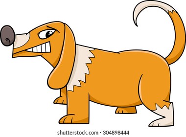 Cartoon Vector Illustration of Funny Sneering Dog