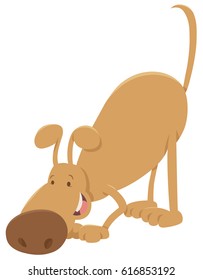 Cartoon Vector Illustration of Funny Sniffing Dog Animal Character