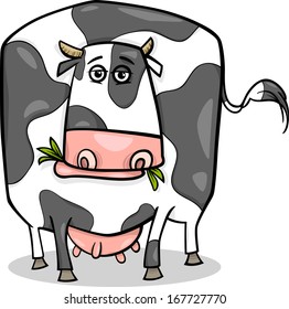 Cartoon Vector Illustration of Funny Spotted Cow Farm Animal