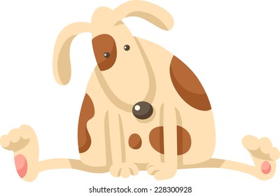 Cartoon Vector Illustration of Funny Spotted Dog or Puppy
