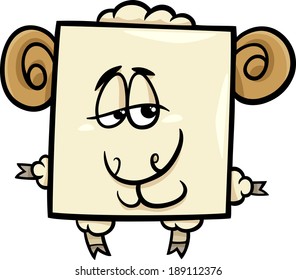 Cartoon Vector Illustration of Funny Square Ram Character
