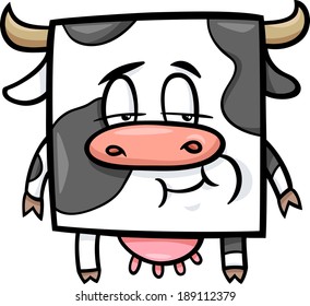 Cartoon Vector Illustration of Funny Square Cow Character