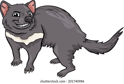 Cartoon Vector Illustration of Funny Tasmanian Devil Marsupial Animal