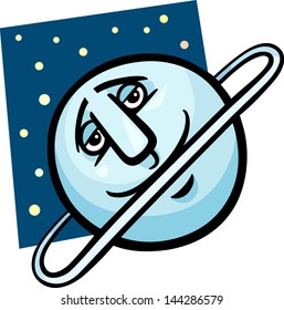 Cartoon Vector Illustration of Funny Uranus Planet Comic Mascot Character