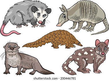 Cartoon Vector Illustration of Funny Wild Animals Characters Set