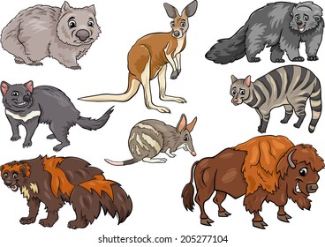 Cartoon Vector Illustration of Funny Wild Animals Characters Set svg