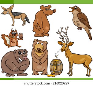 Cartoon Vector Illustration of Funny Wild Animals Set