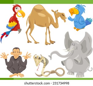 Cartoon Vector Illustration of Funny Wild Animals Set