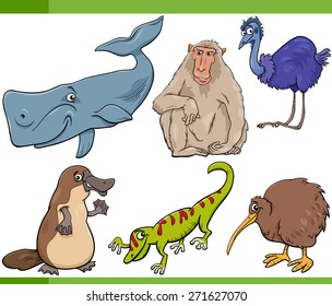 Cartoon Vector Illustration of Funny Wild Animals Set