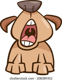 Cartoon Vector Illustration of Funny Yawning Sleepy Dog