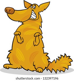 Cartoon Vector Illustration of Funny Yellow Standing Shaggy Dog