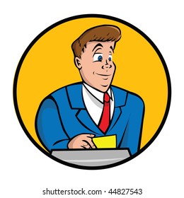 Cartoon Vector Illustration Game Show Host