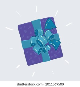 Cartoon vector illustration of gift box icon. Gift wrapping. Gift package. Top view.