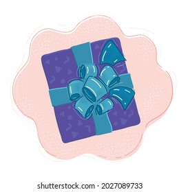 Dibujo vectorial de dibujos animados de la caja de regalo. Vista superior Cerrar.