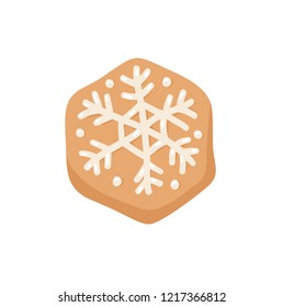 Cartoon vector illustration Ginger bread Cookie Snowflake. Hand drawn Christmas sweet. Actual Creative Holidays bake