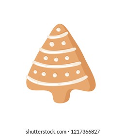 Cartoon vector illustration Ginger bread Cookie Christmas tree. Hand drawn sweet. Actual Creative Holidays bake