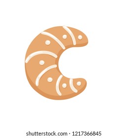 Cartoon vector illustration Ginger bread Cookie Moon. Hand drawn Christmas sweet. Actual Creative Holidays bake
