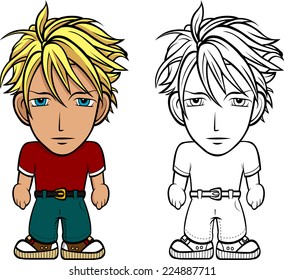 cartoon vector illustration of Girl Boy Chibis 