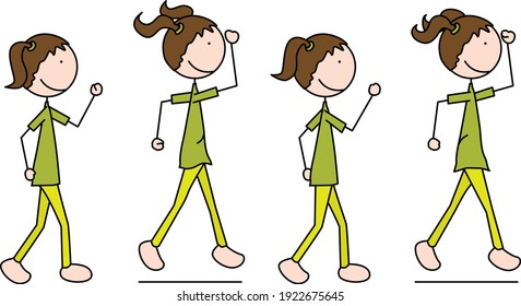 Cartoon vector illustration of a girl exercising - scissor kicks