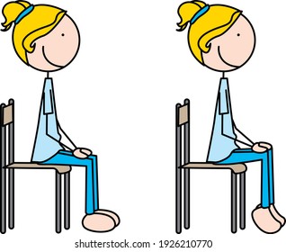 Cartoon Vector Illustration Of A Girl Exercising - Heel Raises