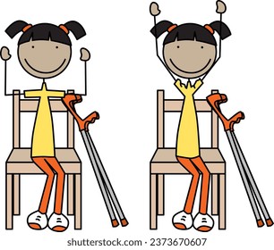 Cartoon vector illustration of a girl exercising - overhead shoulder raise