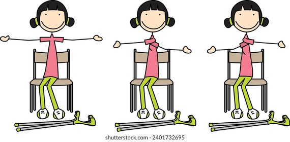 Cartoon vector illustration of a girl exercising - cross body arm swings