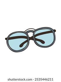 Cartoon vector illustration of glasses in doodle style, drawn in a minimalist design