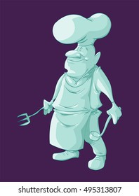 Cartoon vector illustration of a glowing Chef ghost