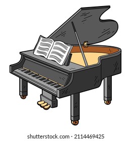 Cartoon vector illustration, Grand piano. Colorful musical instrument