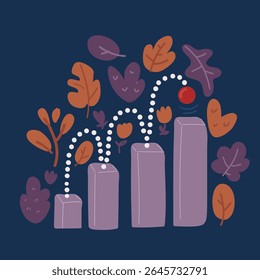 Cartoon vector illustration of graphic with step up bead over dark background