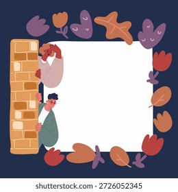 Cartoon, Vektorgrafik von Great Offer. Ein paar Blicke von der Wand. Kopiert Raum auf dunklem Hintergrund.