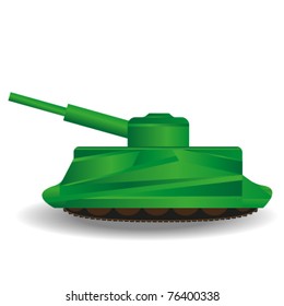 Cartoon vector illustration of a green armored tank
