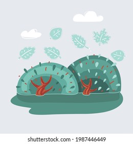 Cartoon vector illustration of a green bush.
