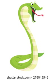 A cartoon vector illustration of a green cobra snake.