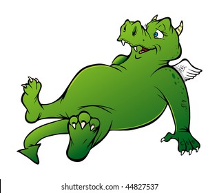 cartoon vector illustration green dragon